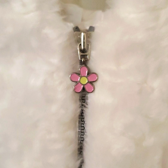 Gymboree White Zip Front with Hood Faux Fur Jacket Baby Girl Size 6-12 Months - Picture 3 of 4